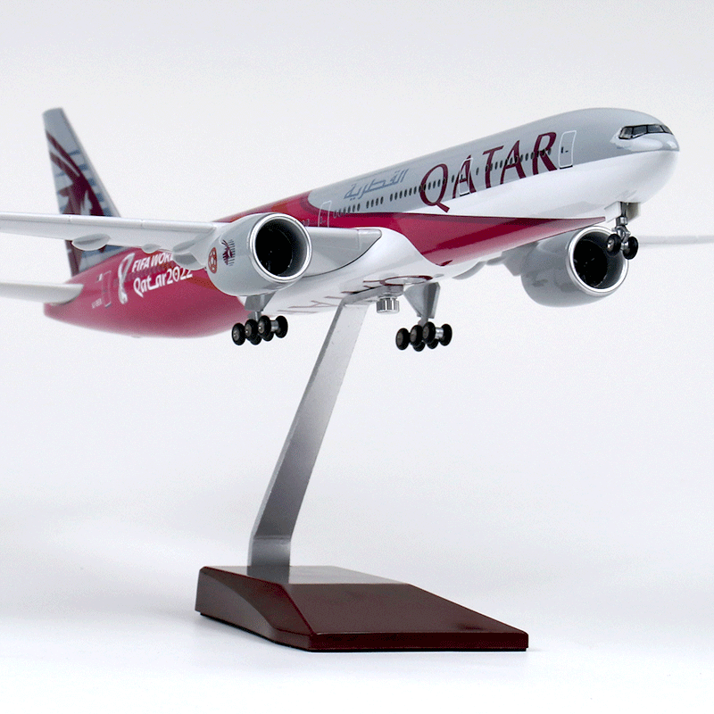拼装客机仿真模型卡塔尔航空飞机带轮子带灯47厘米航模摆件礼物 - 图3