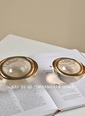 样板间茶几轻奢风水晶半圆球摆件