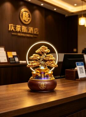 酒店公司前台摇钱树开业送礼流水摆件水循环风水装饰客厅加湿水景