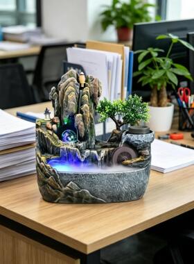 高山流水摆件假山循环水景观