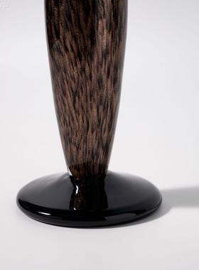 手工琉璃中古烛台样板间餐柜玄关台面装饰高级感黑色古典烛台摆件