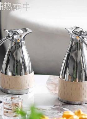 北欧轻奢金属皮革水壶摆件样板间酒店厨房餐厅茶几餐桌售楼处饰品