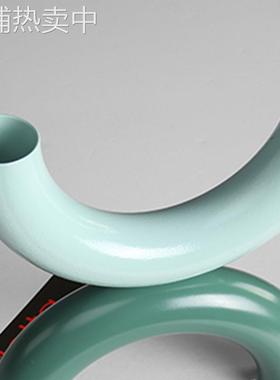创意几何造型摆件 家居装饰摆件 绿色双半圆铁艺工艺品