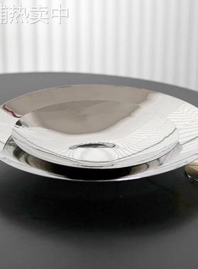 极简创意飞碟圆形水果盘摆件酒店餐具会所浅底果盘零食收纳盘饰品