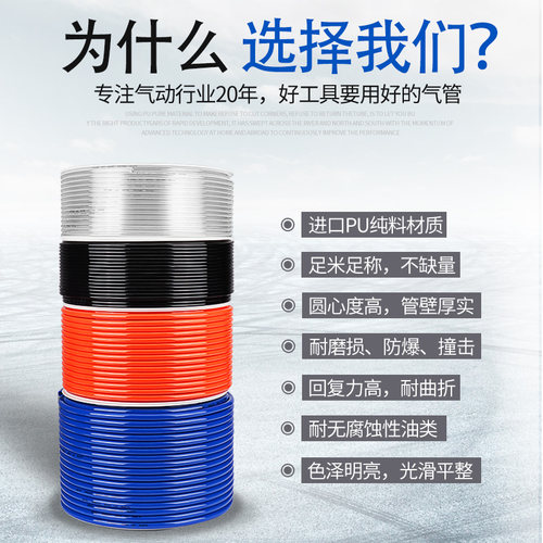 锐力马PU气管5*8mm高压气动软管空压机气泵气线耐压防爆高压软管 - 图3