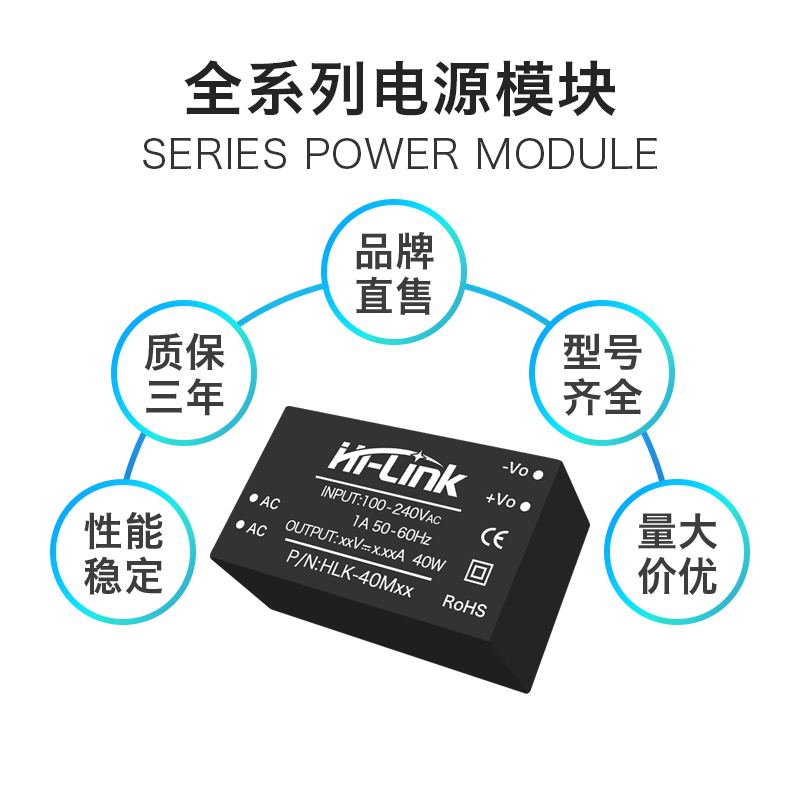 AC-DC氮化镓隔离电源模块40W 220V转9V12V15V24V稳压内置EMC电路-图1