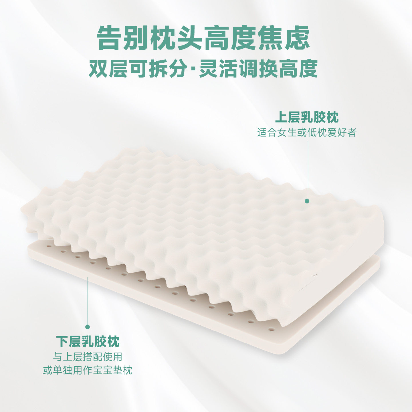 JACE泰国天然进口乳胶枕学生宿舍按摩颗粒枕护颈椎助睡眠枕头枕芯