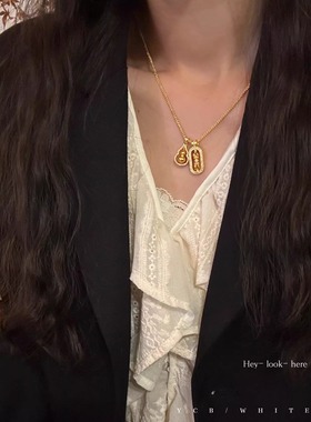 「神仙组合」轻奢气质古法金色葫芦金刚杵项链黄金色锁骨链颈链