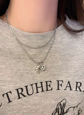 「椒盐可颂」ins百搭个性双层项链小众冷淡风锁骨链颈链卫衣链