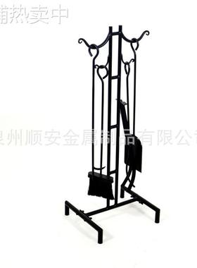 家用美式乡村铁艺火炉壁炉工具户外烤火炉工具四件套收纳架