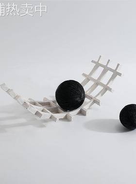 现代简约创意弯形网格果盘拱门摆件样板间展厅书柜茶几软装工艺品