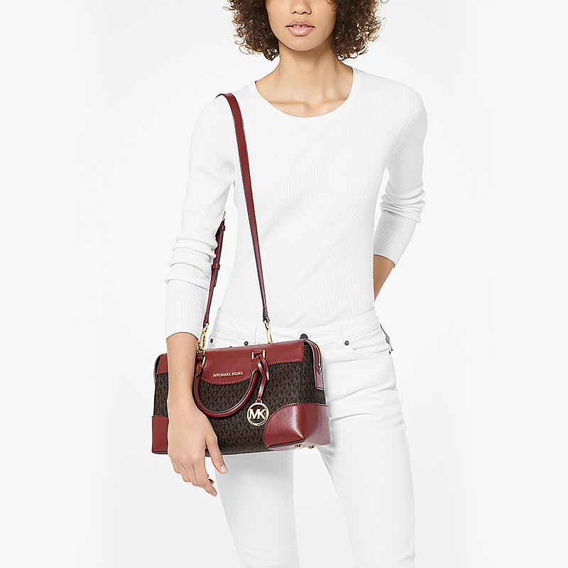mk maya小号老花拼色手提单肩包 MICHAEL KORS女士包袋