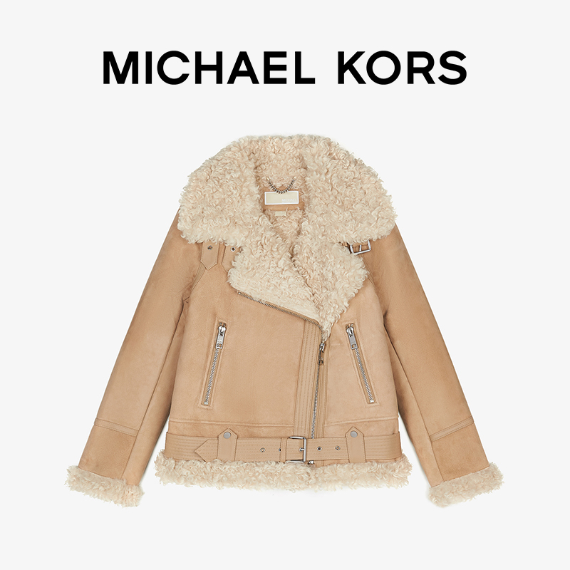 【12期免息】MICHAEL KORS 女士皮毛一体机车夹克外套 - 图3