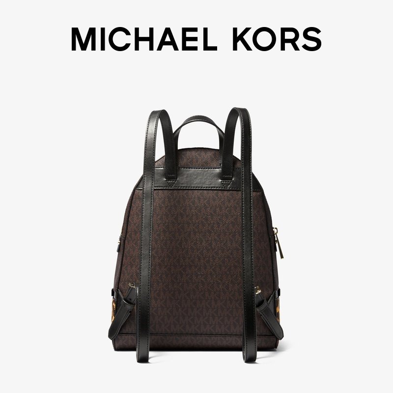 mk rhea zip中号老花豹纹双肩包 MICHAEL KORS双肩背包