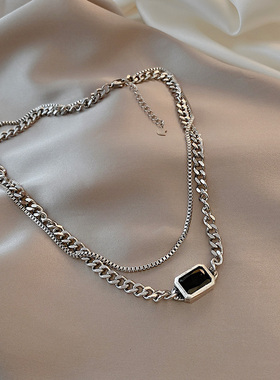 黑色宝石那片海吊坠钛钢