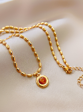 高级感小米粒吊坠项链女复古气质配饰ins轻奢小众设计锁骨链