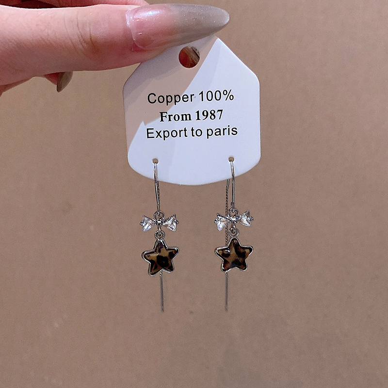 蝴蝶结豹纹星星耳线耳环女小众设计感耳钉女独特耳坠巨好看耳饰品 - 图2