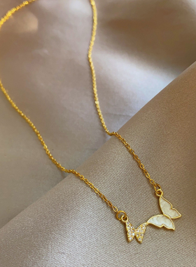 那片海蝴蝶钛钢项链女