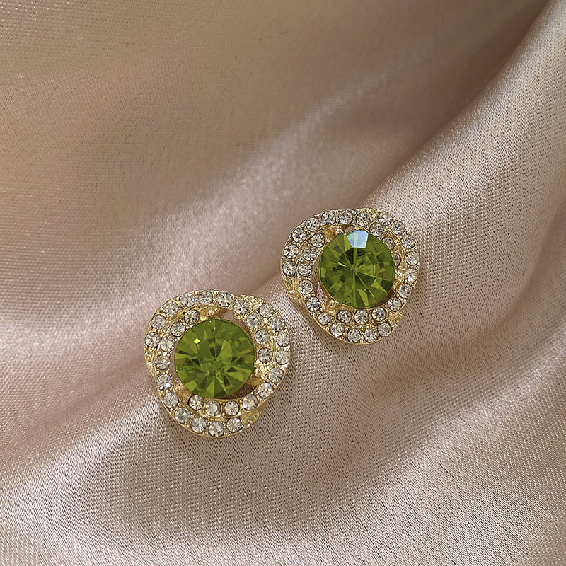 精致圆形锆石耳钉女港风复古高级感耳饰2023新款爆款轻奢百搭耳环 - 图1