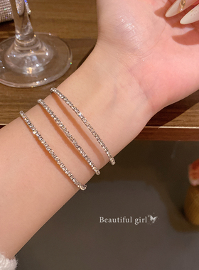 高级感银色多层闪钻手镯