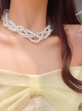 那片海多层珍珠项链女