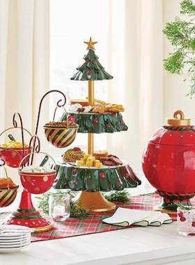 跨境爆款独立站圣诞树水果甜品分食器节日树脂装饰品摆件