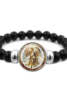 大天使长米迦勒圣迈克尔串珠手链女欧美时尚个性弹性手串手饰品