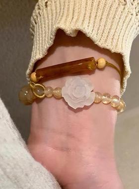 盛夏花开~新中式民族风山茶花串珠手链精致小众轻奢情侣手串女款