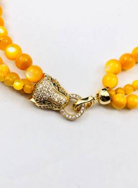 贝壳项链小众设计黄色毛衣链名媛款欧美流行风三层感厂家直供