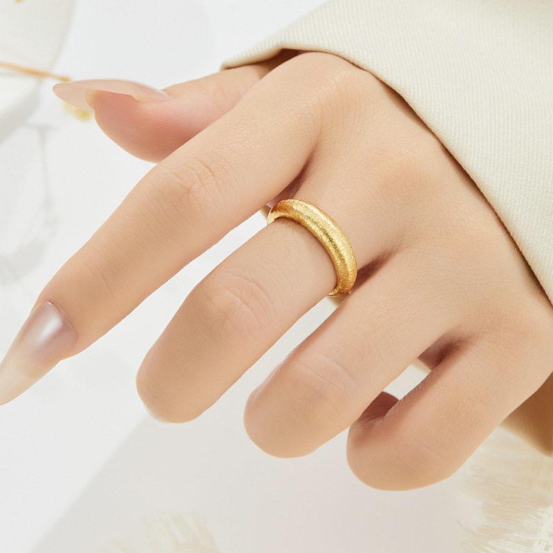 Retro style gold brushed open ring, simple and must-have style, light luxury ring, adjustable index finger ring
