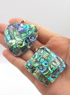 欧美天然鲍鱼贝项链地摊耳饰夸张手工拼接吊坠跨境朋克风格