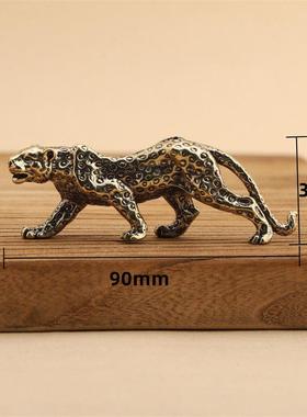 铜实心一路暴发金钱豹手把件挂件汽车中控台摆件随身把玩收藏品