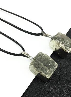 天然印度黄铁矿吊坠愚人金项链天然原矿原石DIY配饰闪亮能量