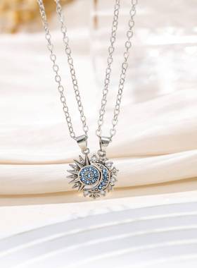 欧美跨境外贸热销磁吸太阳月亮情侣款项链时尚百搭高级感闺蜜礼物