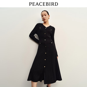 太平鸟 小香风气质针织连衣裙女士2023年冬季优雅打底裙子奥莱