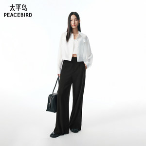 太平鸟清透醋酸混纺衬衫式外套女短款外套气质时尚夹克女