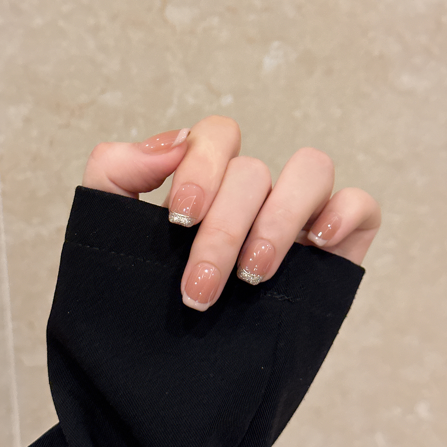 秋冬新款轻奢法式显白纯手工穿戴甲猫眼美甲可拆卸简约腮红假指甲 - 图2