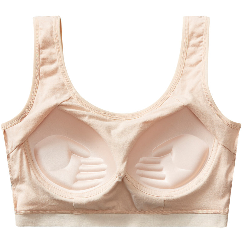 纯棉上托防下垂一体固定杯聚拢裹胸 hdvip文胸