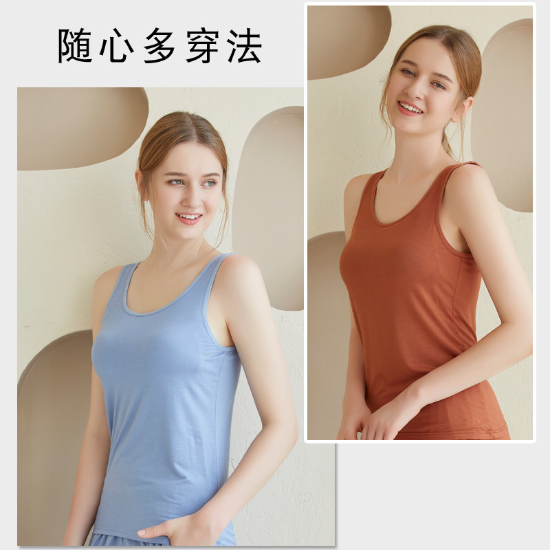 带免穿背心莫代尔一体薄款妈妈胸垫 hdvip吊带/背心/T恤