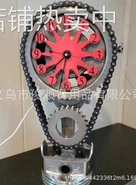 跨境新款欧美座钟个性创意装饰台钟复古时钟工艺品摆件链条齿轮钟