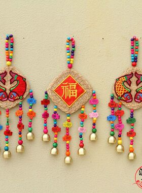 手工制作工艺品风铃云南民族风手工草编工艺品风铃家居客厅装饰小