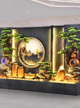 水幕墙假山流水装饰摆件地板屏风公司大堂背景庭院景观美化灯光鱼