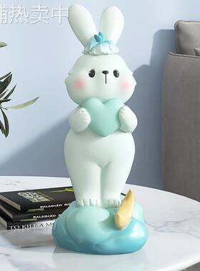 治愈兔子桌面摆件情绪稳定送女生生日礼物客厅电视柜酒柜家居饰品