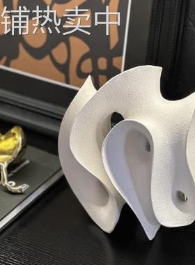 现代艺术白色律动几何波浪漫摆件软装饰品样板间客厅茶几书房摆设