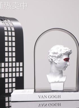 现代简约几何金属创意拱门摆件客厅书房样板间网格摆设软装饰品