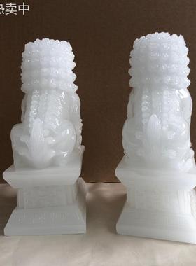 新中式仿白玉对狮子摆件客厅别墅玄关装饰摆件软装设计家装饰品