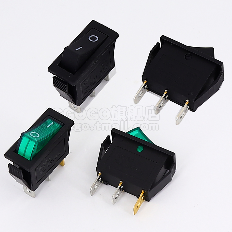 kcd3船型开关按钮电源翘板开关15A250V 3脚6脚2档3档 开孔10.5*28 - 图2