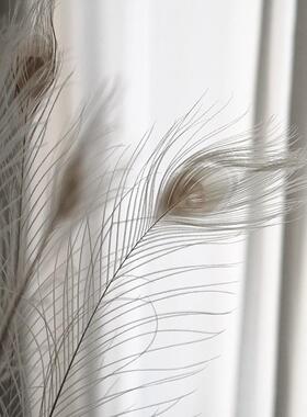 ins风米白色孔雀毛羽毛家居饰品耶诞装饰摆设软装设计店铺陈列