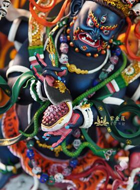 紫金莲尼泊尔西藏工艺 藏传密宗彩绘六臂大黑天玛哈噶啦财神