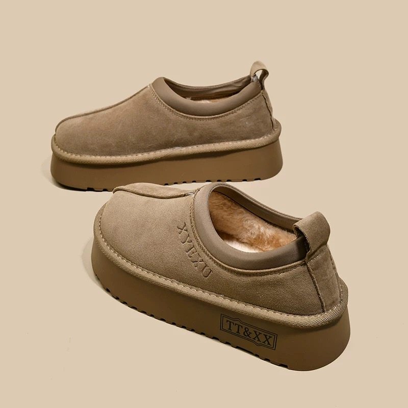 厚底毛毛勃肯鞋加绒女鞋保暖雪地靴2025新款冬季一脚蹬乐福棉鞋子,淘宝优惠券,粉丝福利购,淘宝优惠卷